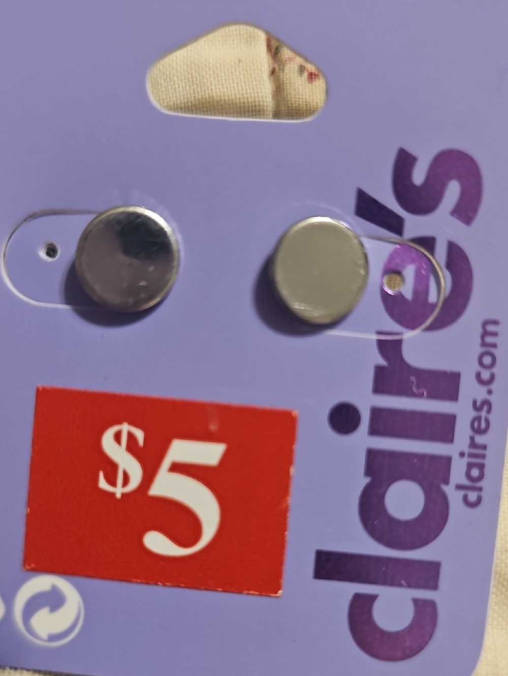 Claire's Silver Round Magnetic Earrings